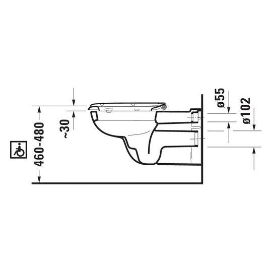 DU Wand-WC D-Code Vital 700 mm Tiefspüler, barrierefrei, weiß