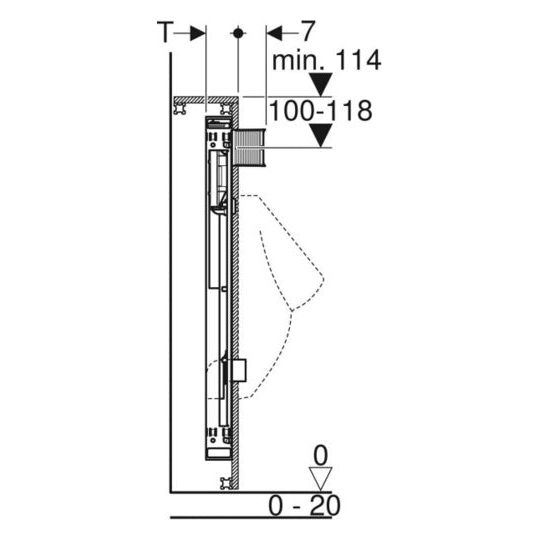 GE GIS Element für Urinal, 114 cm, Universal