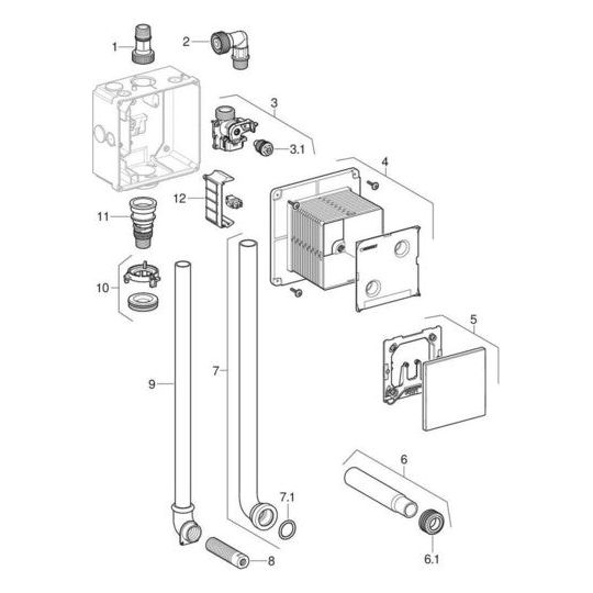 GE GIS Element für Urinal, 114 cm, Universal