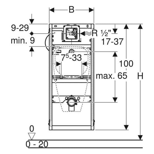 GE GIS Element für Urinal, 114 cm, Universal