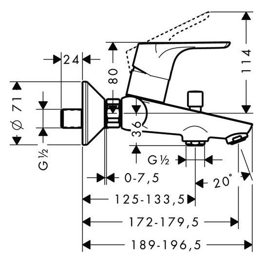 HG Wannenmischer AP Focus chrom