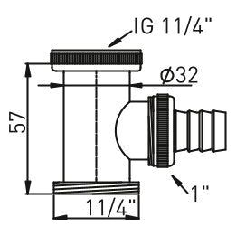 ASW Abfluß-Zwischenstück m. Schl.-Ver. 1 1/4" für Wasch- und Spülmaschine