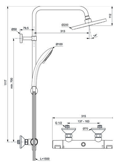 Id.St.Duschsys.m. Brausetherm. Ceratherm25 Chrom