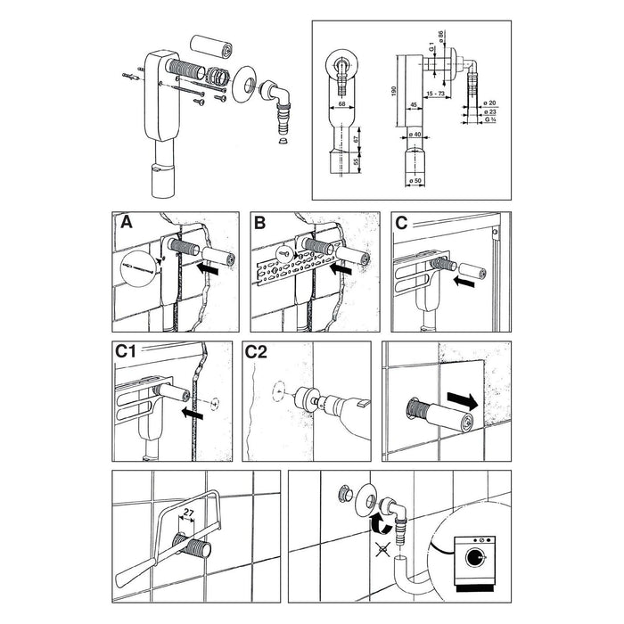 SANIT Wandeinbau-Geruchverschluss für Wasch-o.Geschirrspül,3/4-1" x40/50,"