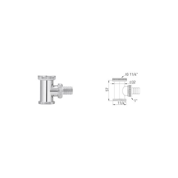 ASW Abfluß-Zwischenstück m. Schl.-Ver. 1 1/4" für Wasch- und Spülmaschine