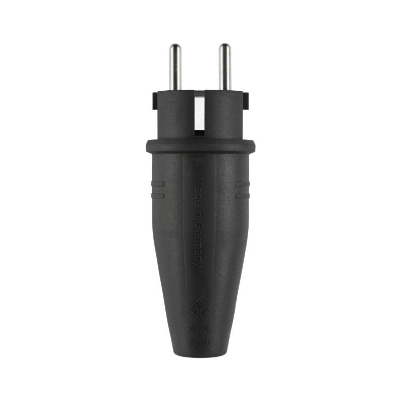 Schutzkontaktstecker 16A 250V Gummi IP44 ger sw EGS 3
