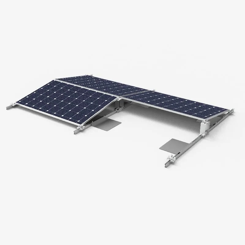 HOPERGY Flachdach-Montageset für 4 Solarmodule – Ost-West, 10°, 990–1150 mm