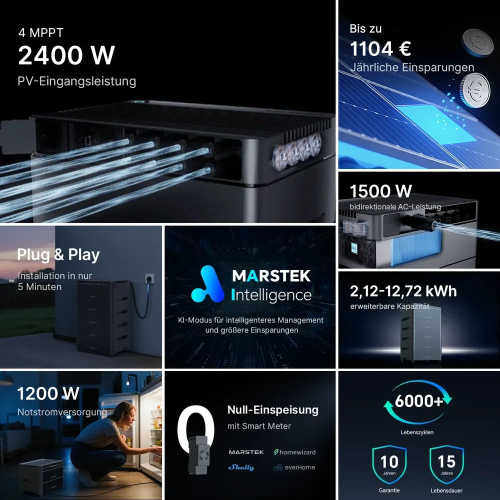 MARSTEK VENUS A All-in-One Balkonkraftwerk-Speicher 2,12 kWh – 800 W, 4 MPPT